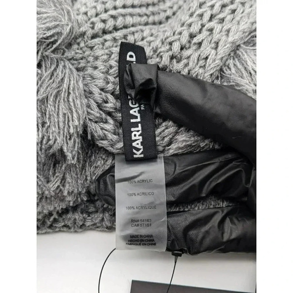 Karl Lagerfeld Women's Gray Scarf Double Pom O/S (MSRP $98) - Picture 2 of 3